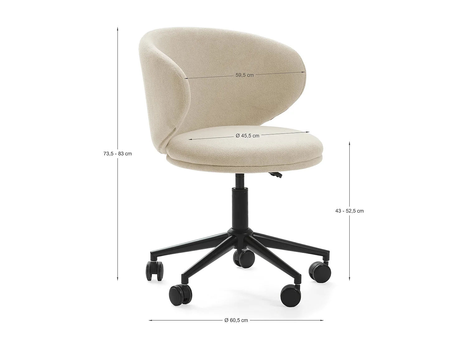 Havel - Chaise de bureau en tissu et métal - Beige