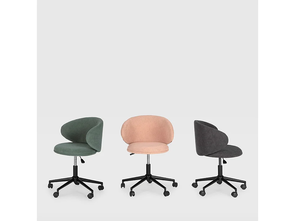 Havel - Chaise de bureau en tissu et métal - Rose