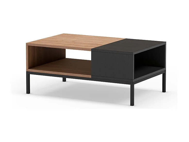 Austin - Table basse en bois 90x56cm - Bois clair et noir