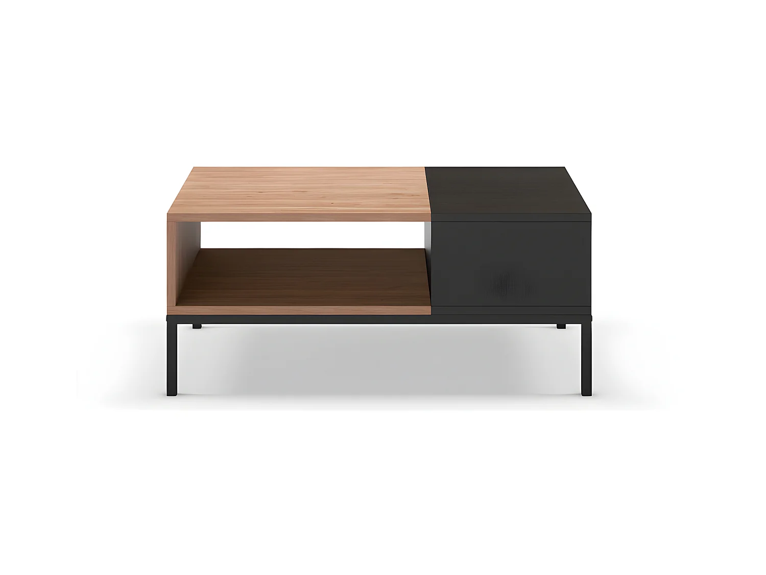 Austin - Table basse en bois 90x56cm - Bois clair et noir