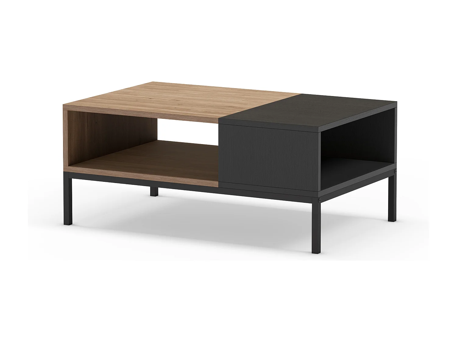 Austin - Table basse en bois 90x56cm - Bois clair et noir