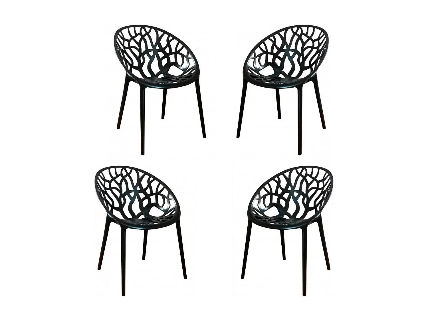 Pack 4 Chaises de Jardin - Chrystal - Noir