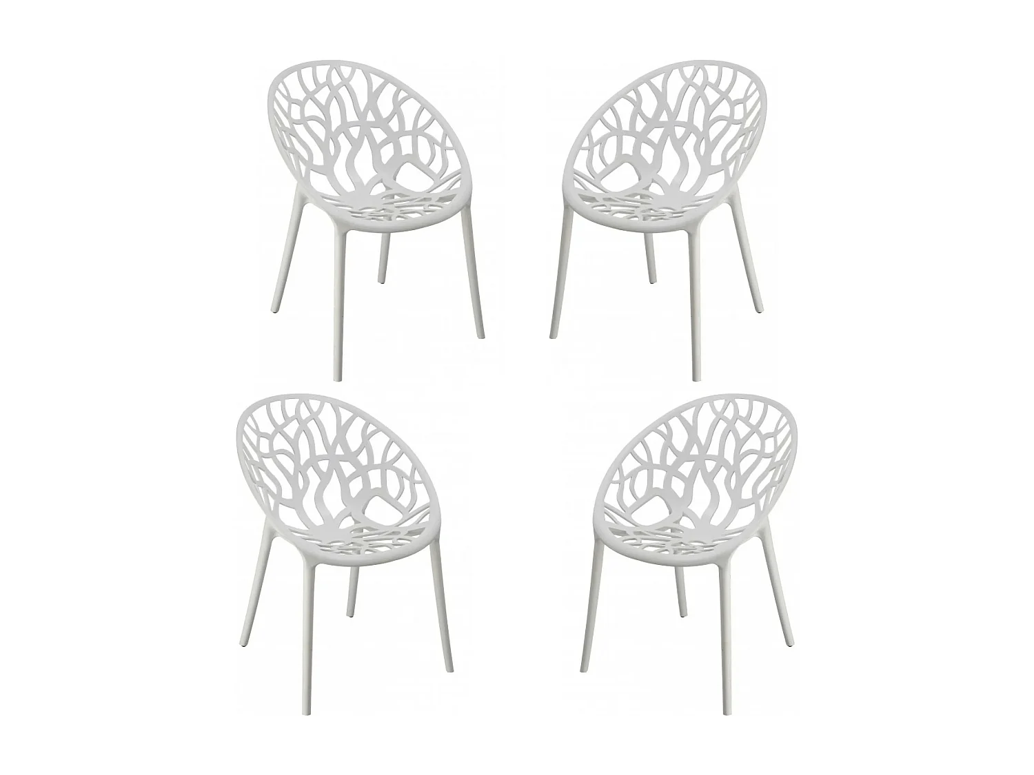 Pack 4 Chaises de Jardin - Chrystal - Blanc