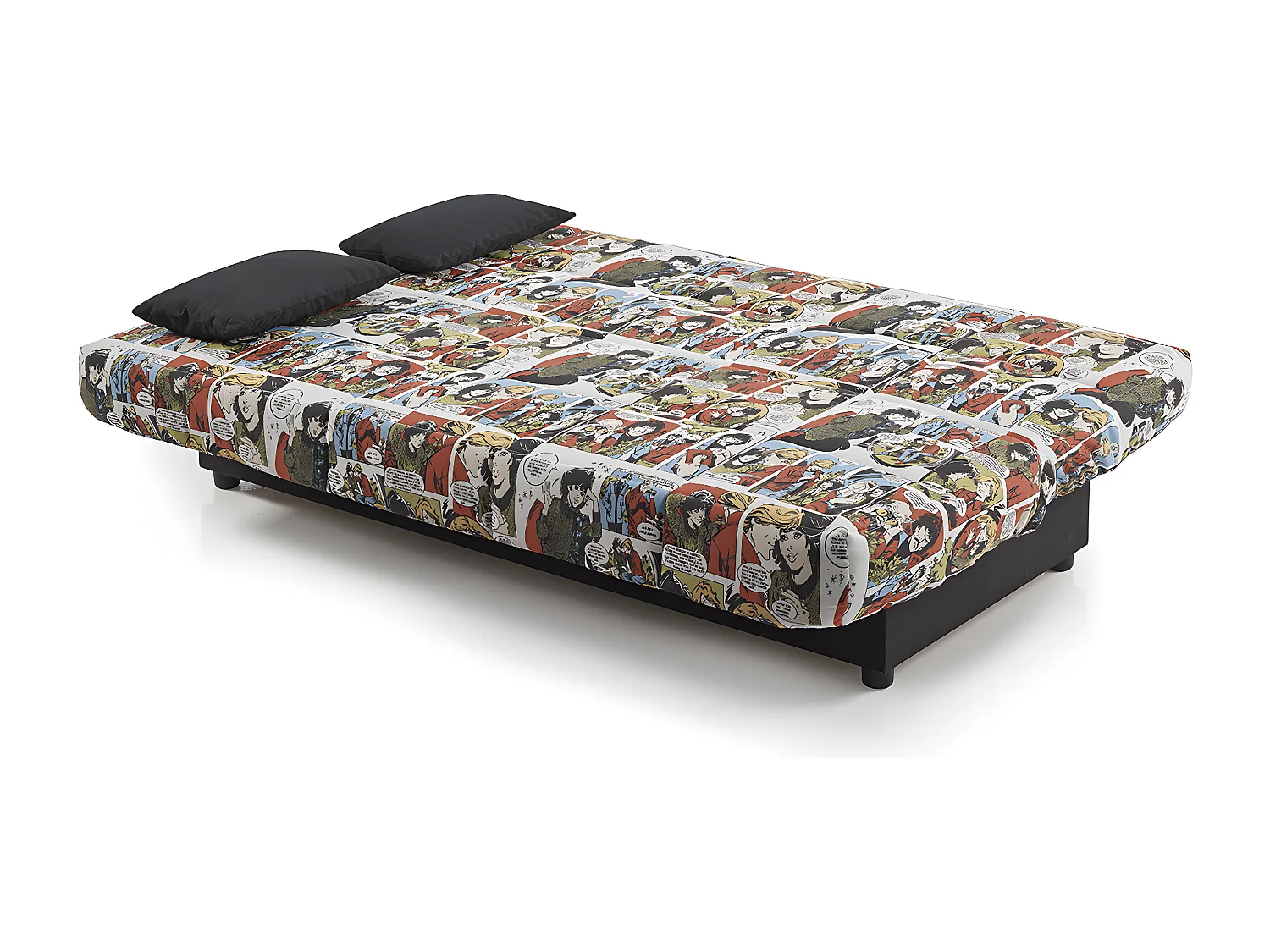 Sofa Cama Clic Clac Julieta 3 Plazas Estampado Comic sofá: 184x75x31 cm. Cama: 190x132x40 cm. Incluye 2 Cojines