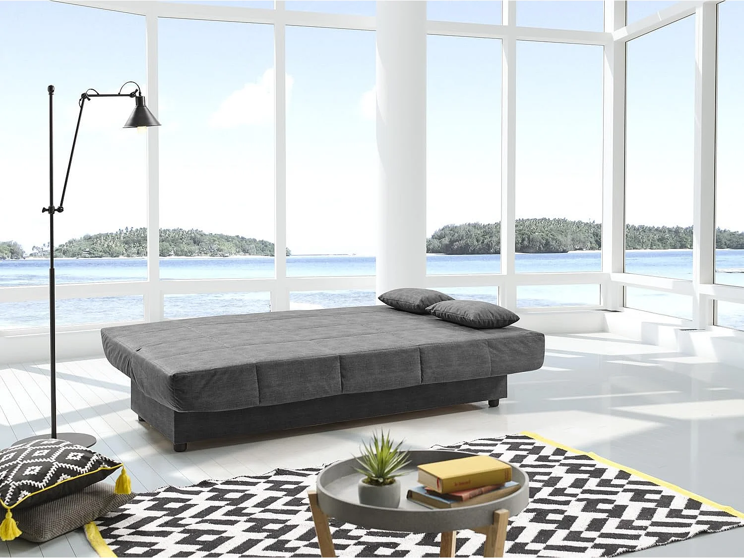 Sofa Cama Clic Clac Julieta 3 Plazas Marengo sofá: 184x75x31 cm. Cama: 190x132x40 cm. Incluye 2 Cojines