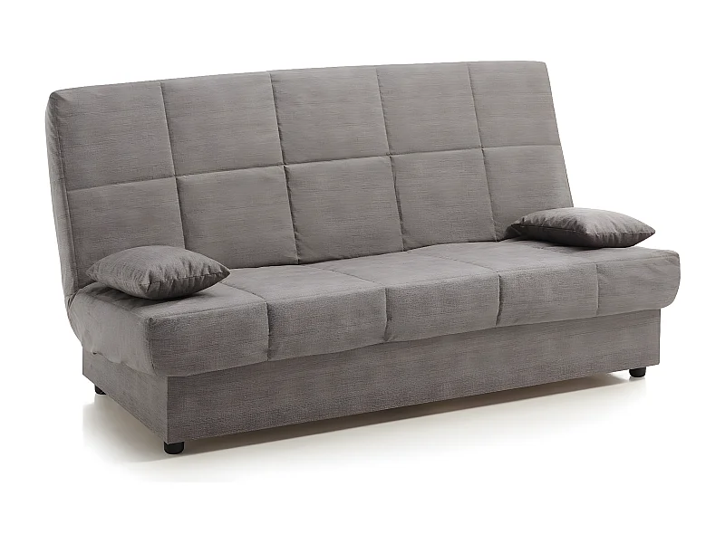 Sofa Cama Clic Clac Julieta 3 Plazas Gris Ceniza sofá: 184x75x31 cm. Cama: 190x132x40 cm. Incluye 2 Cojines