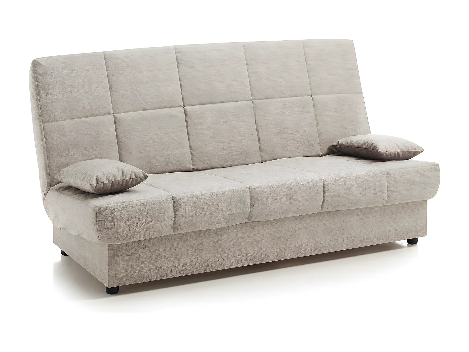 Sofa Cama Clic Clac Julieta 3 Plazas Beige sofá: 184x75x31 cm. Cama: 190x132x40 cm. Incluye 2 Cojines