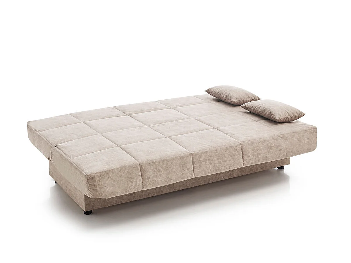 Sofa Cama Clic Clac Julieta 3 Plazas Beige sofá: 184x75x31 cm. Cama: 190x132x40 cm. Incluye 2 Cojines