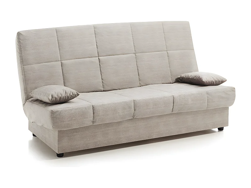 Sofa Cama Clic Clac Julieta 3 Plazas Beige sofá: 184x75x31 cm. Cama: 190x132x40 cm. Incluye 2 Cojines