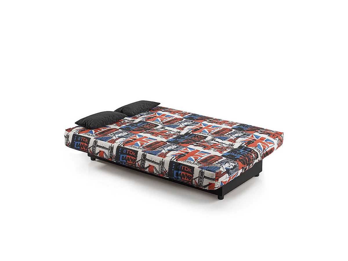 Sofa Cama Clic Clac Julieta 3 Plazas Estampado Londres sofá: 184x75x31 cm. Cama: 190x132x40 cm. Incluye 2 Cojines