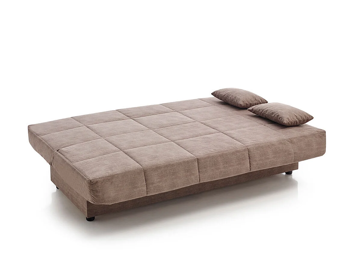 Sofa Cama Clic Clac Julieta 3 Plazas Chocolate sofá: 184x75x31 cm. Cama: 190x132x40 cm. Incluye 2 Cojines
