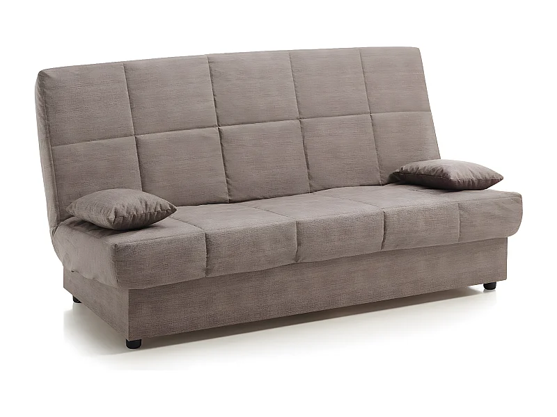 Sofa Cama Clic Clac Julieta 3 Plazas Chocolate sofá: 184x75x31 cm. Cama: 190x132x40 cm. Incluye 2 Cojines
