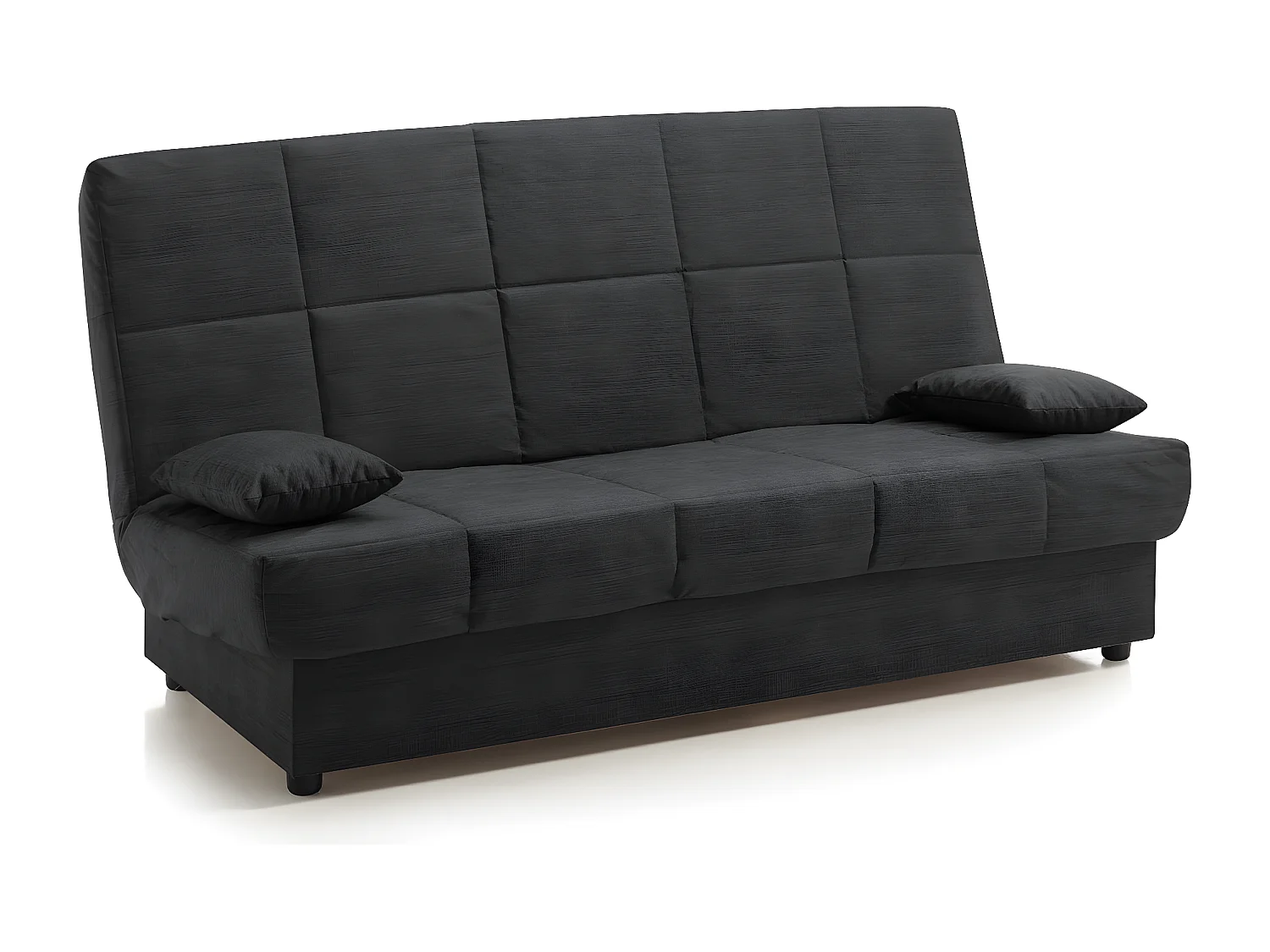 Sofa Cama Clic Clac Julieta 3 Plazas Negro sofá: 184x75x31 cm. Cama: 190x132x40 cm. Incluye 2 Cojines