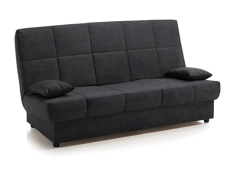 Sofa Cama Clic Clac Julieta 3 Plazas Negro sofá: 184x75x31 cm. Cama: 190x132x40 cm. Incluye 2 Cojines