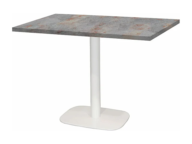 Table 120 x 70 cm - Round pied blanc gris rouille