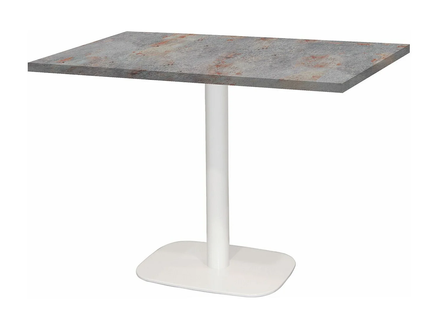 Table 120 x 70 cm - Round pied blanc gris rouille