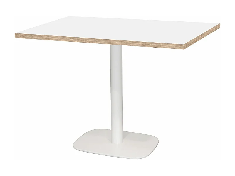Table 120 x 70 cm - Round pied blanc blanc chants bois