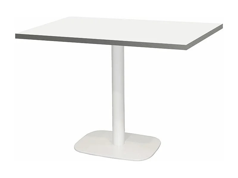 Table 120 x 70 cm - Round pied blanc blanc chants inox
