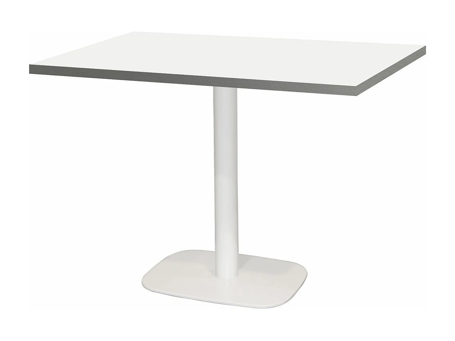 Table 120 x 70 cm - Round pied blanc blanc chants inox