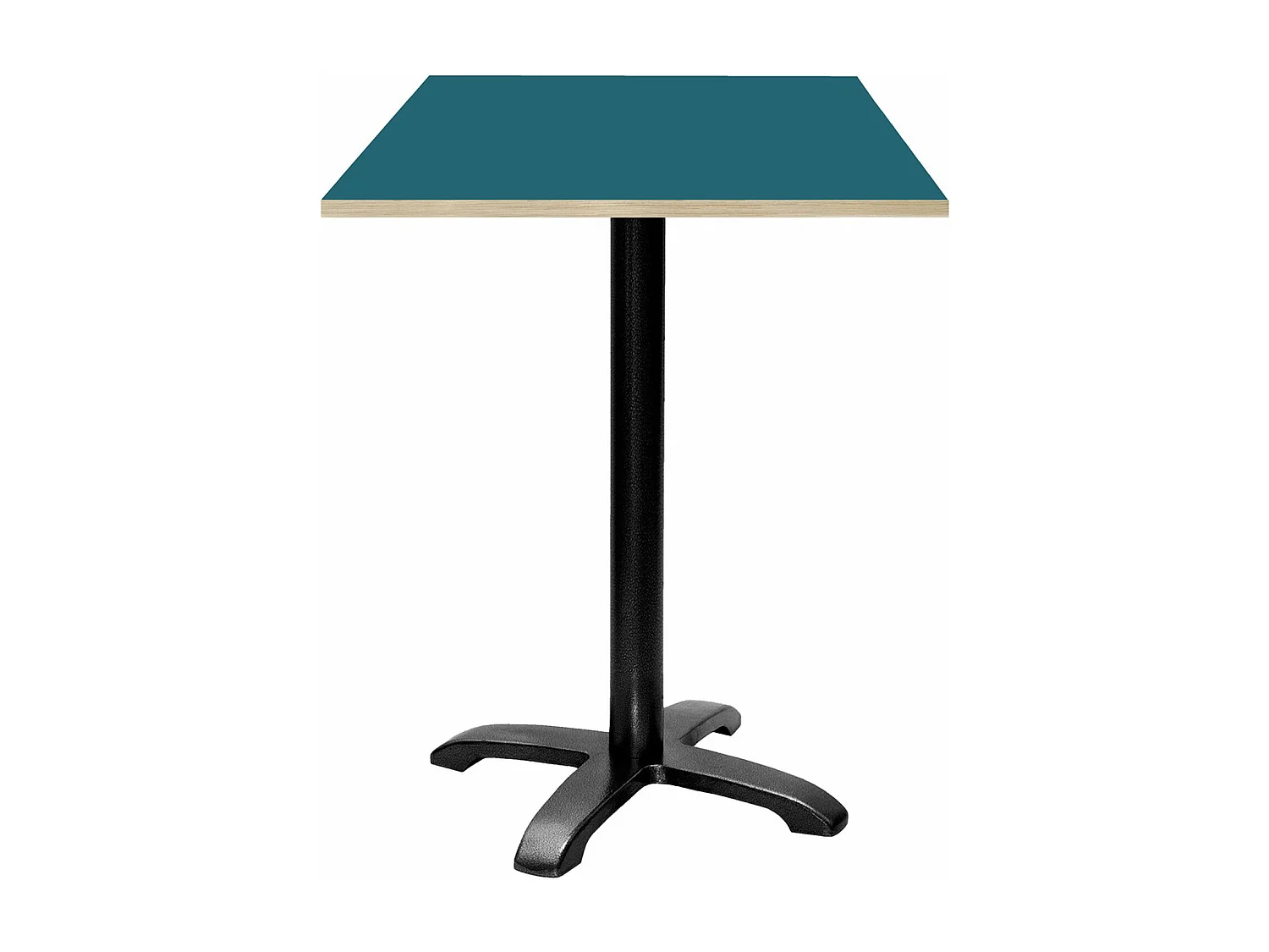 Mesa alta 60 x 60 cm - modelo Bazila cantos de madera azul de Prusia