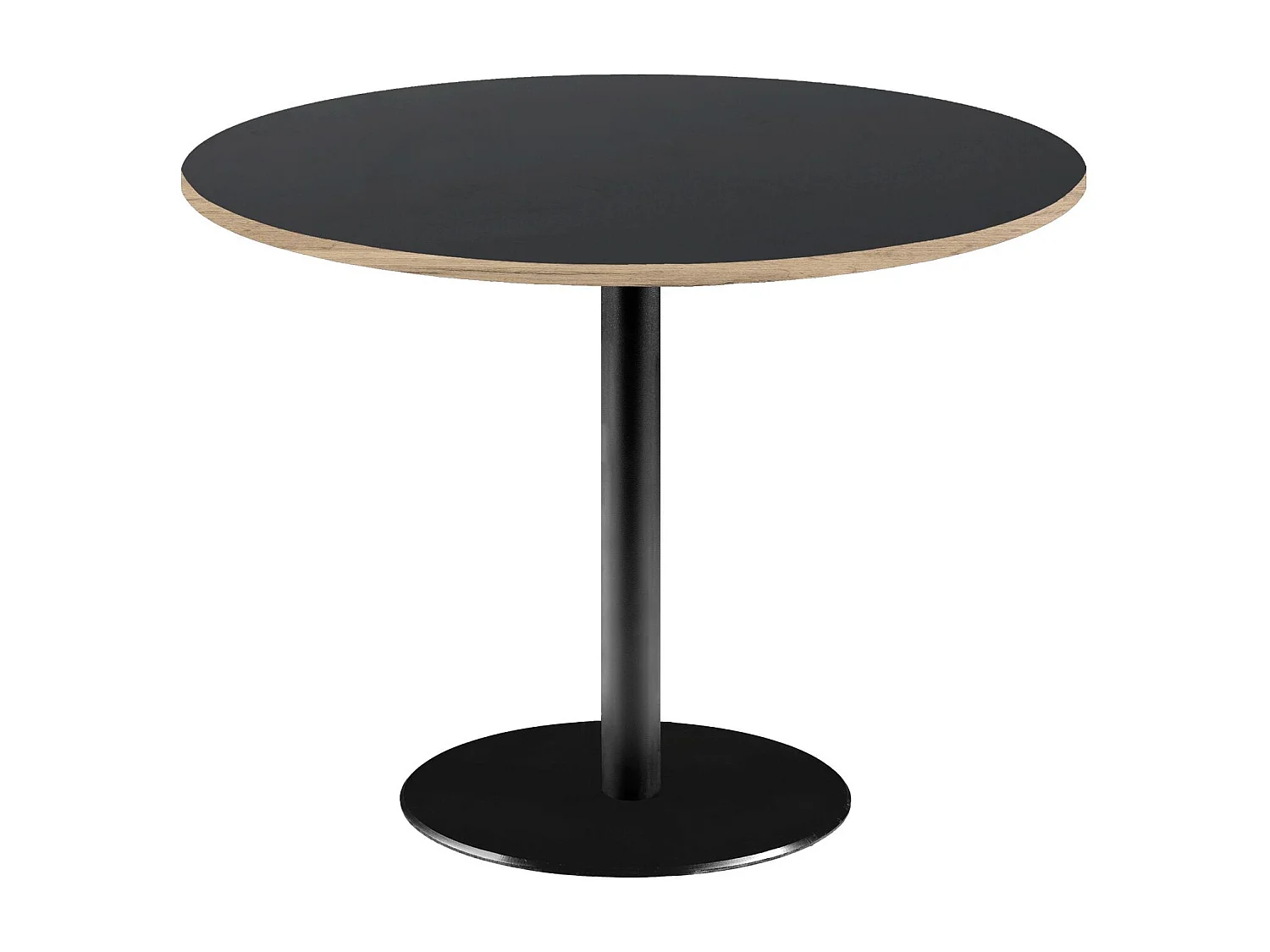 Table ronde Ø 120 cm - modèle Rome noir avec chants bois