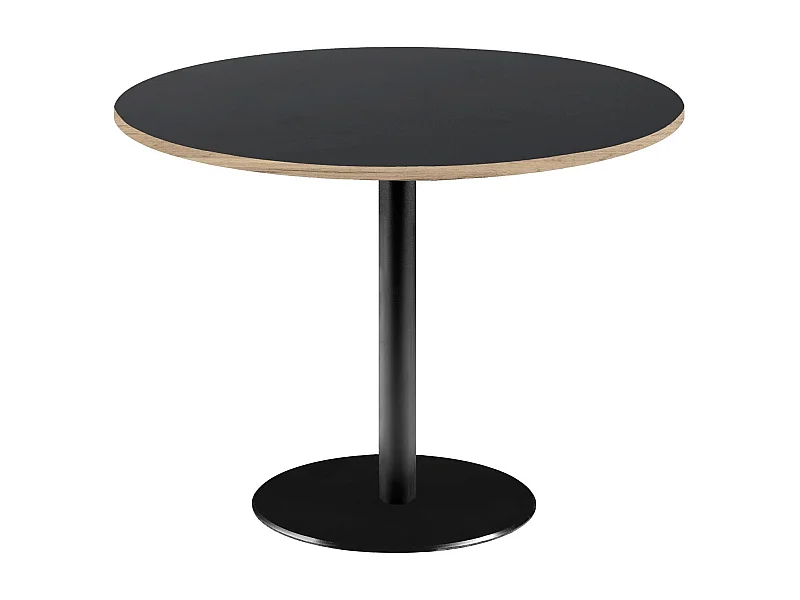 Table ronde Ø 120 cm - modèle Rome noir avec chants bois