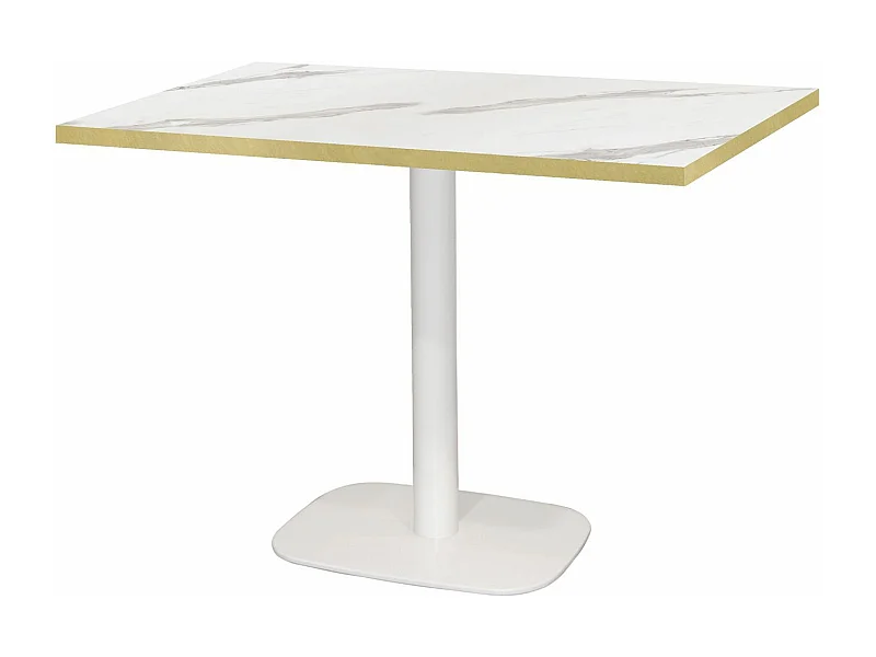 Table 120 x 70 cm - Round marbre blanc chants laiton