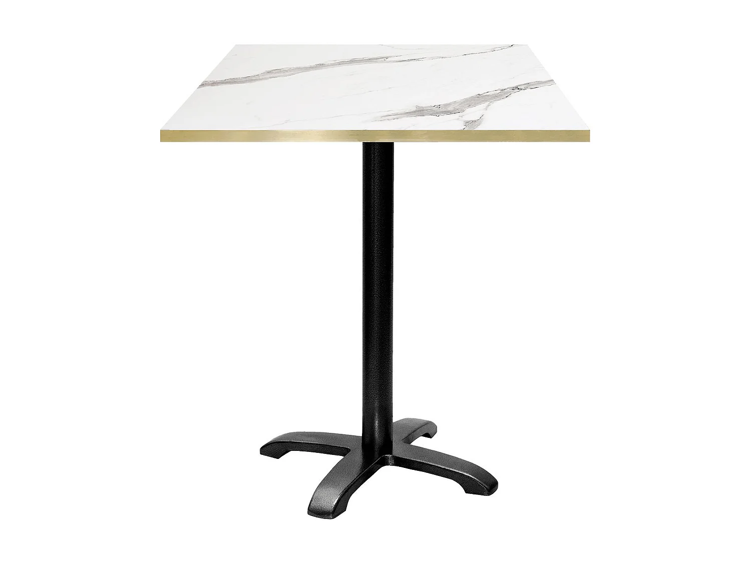 Mesa alta 70 x 70 cm - modelo Bazila mármol blanco con cantos de latón