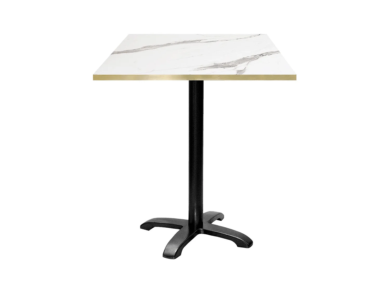 Mange-debout 70 x 70 cm - modèle Bazila marbre blanc chants laiton