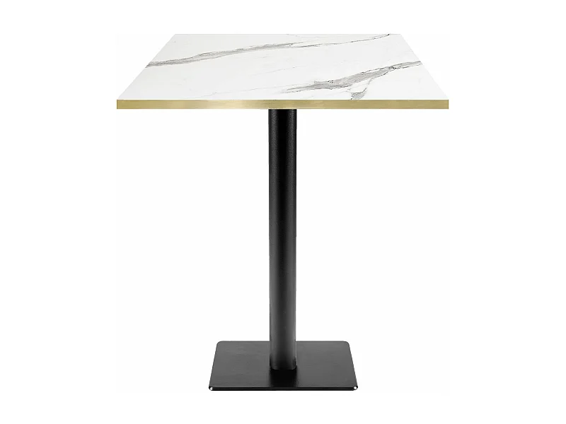 Mesa alta 70 x 70 cm - modelo MilanT mármol blanco con cantos de latón
