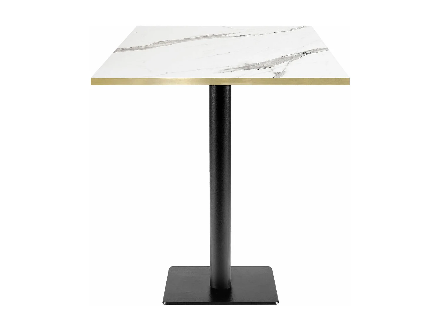 Mange-debout 70 x 70 cm - modèle MilanT marbre blanc chants laiton