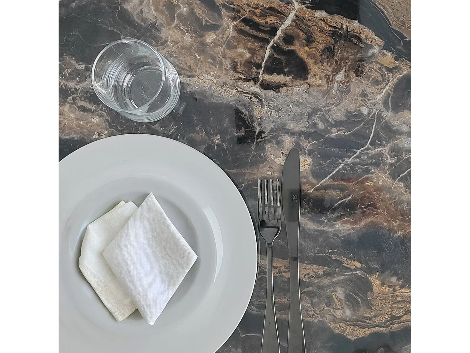 Barra alta redonda Ø 60 cm Rome bistro mármol veteado brillante