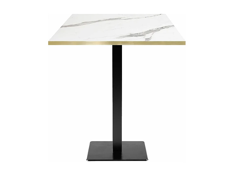 Mesa alta 70 x 70 cm - modelo Milán mármol blanco con cantos de latón