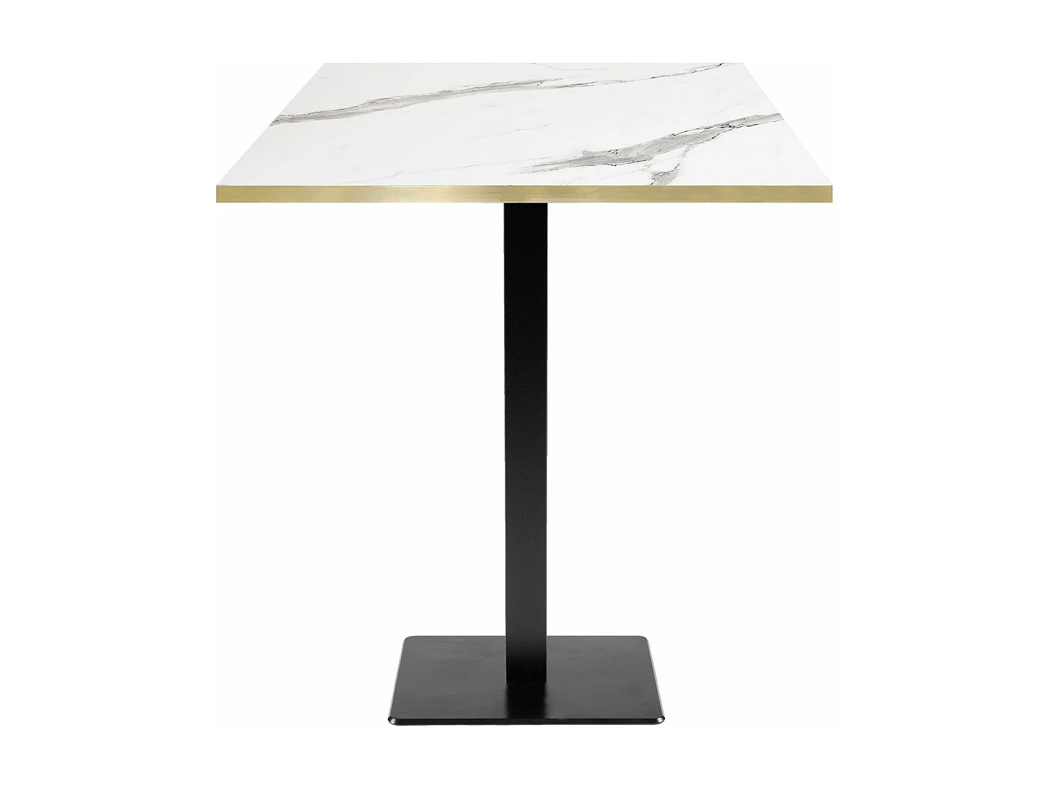 Mesa alta 70 x 70 cm - modelo Milán mármol blanco con cantos de latón