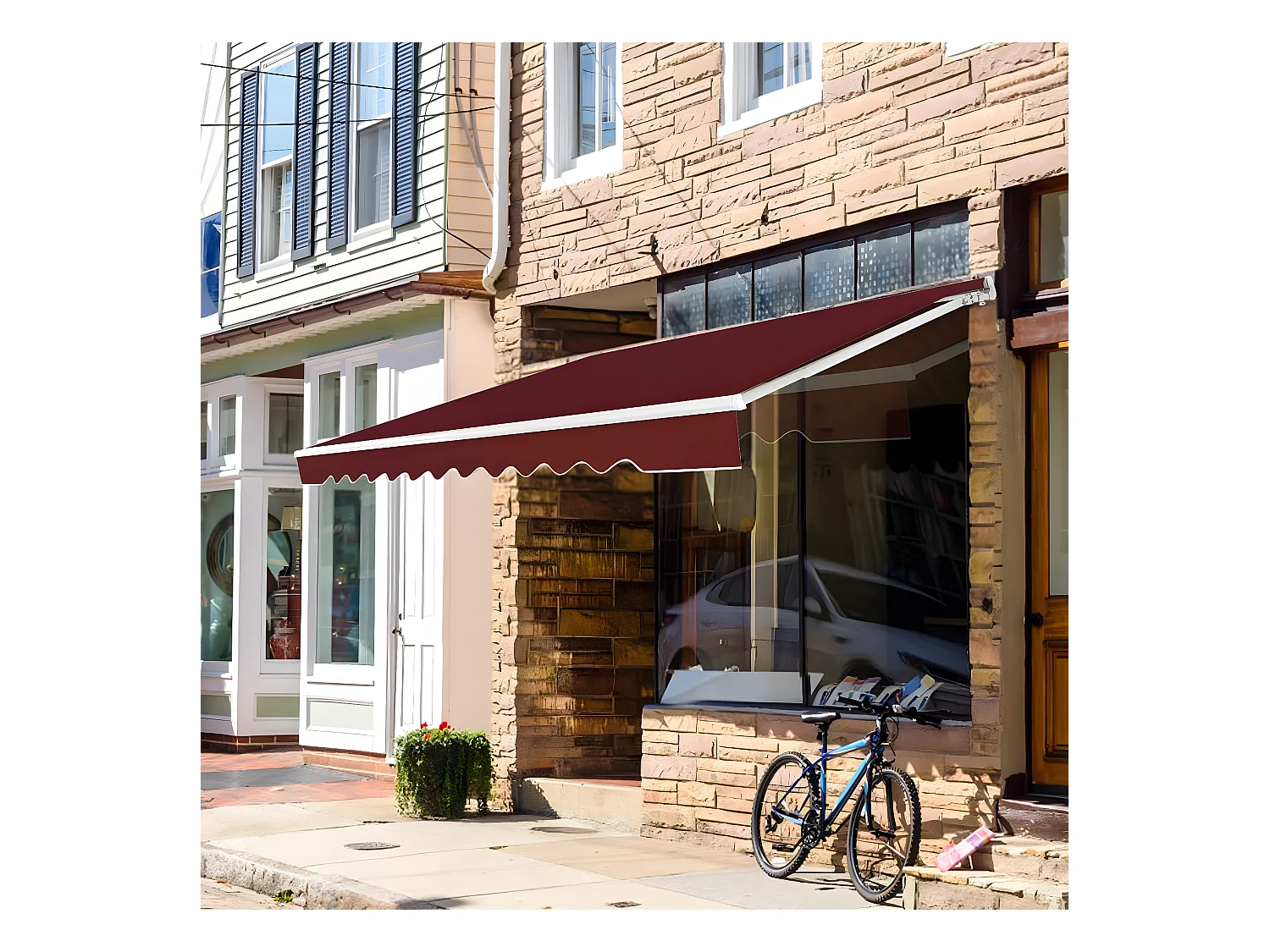 Store Banne de Balcon Rétractable avec Tissu et velours Résistant aux UV et à l'eau, Cadre en Aluminium Angle Réglable 5-35° ,3 x 2,5 m