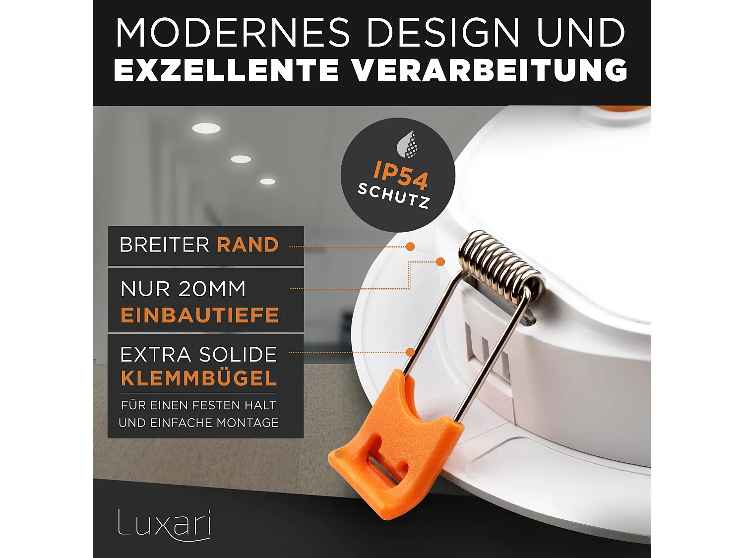 Luxari LED Einbaustrahler 230V flach − Strahlende