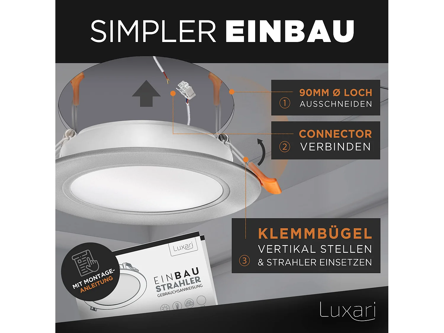 Luxari LED Einbaustrahler 230V flach − Strahlende