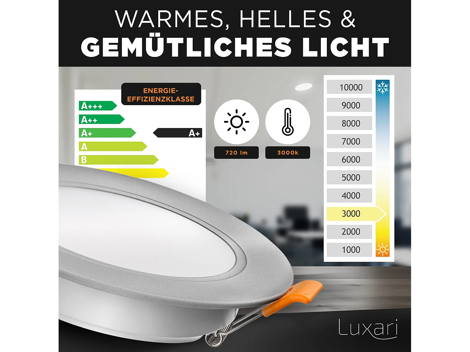 Luxari LED Einbaustrahler 230V flach − Strahlende