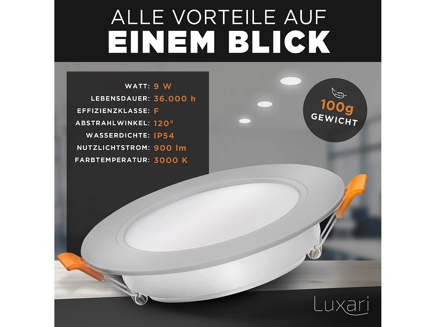 Luxari LED Einbaustrahler 230V flach − Strahlende
