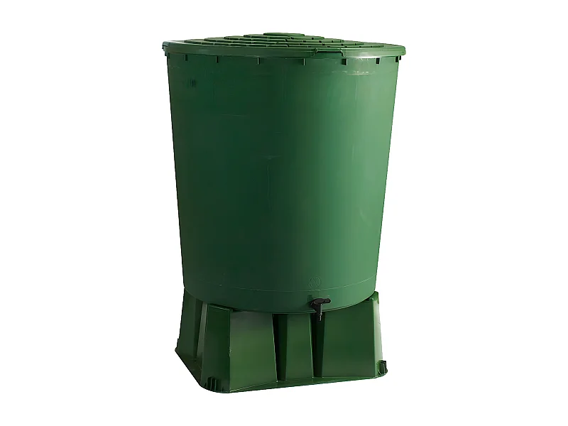 Recuperador de agua con base "UBUD" - 500 litros - Ecológico y práctico para tu jardín