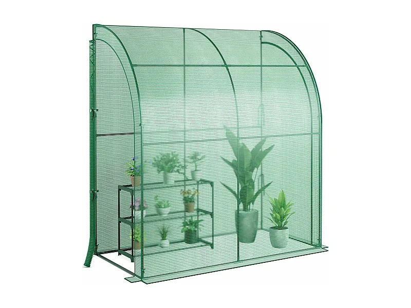 Serre de Jardin en PE avec Étagère à Plantes 3 Niveaux, Construction en Acier Imperméable 198,5x98x215cm, Vert