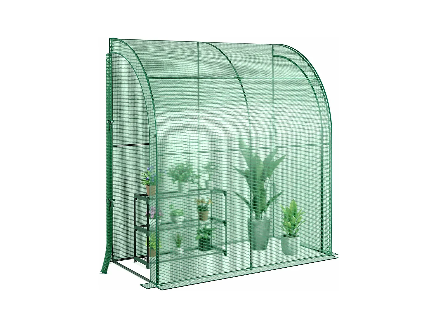 Serre de Jardin en PE avec Étagère à Plantes 3 Niveaux, Construction en Acier Imperméable 198,5x98x215cm, Vert
