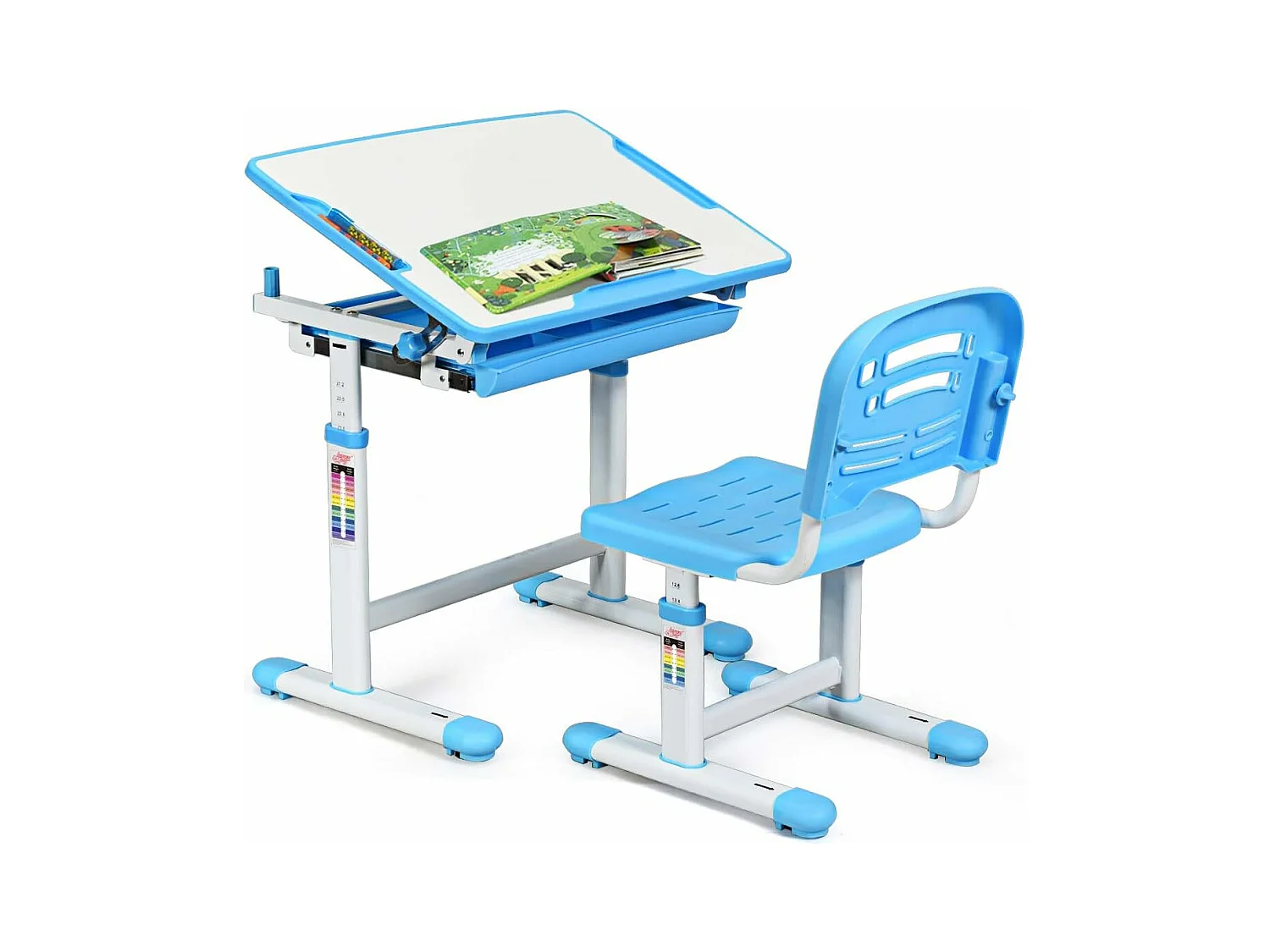 Bureau et Chaise Ensemble pour Enfants Ensemble Table Chaise Réglable en Hauteur avec Tiroir Inclinables