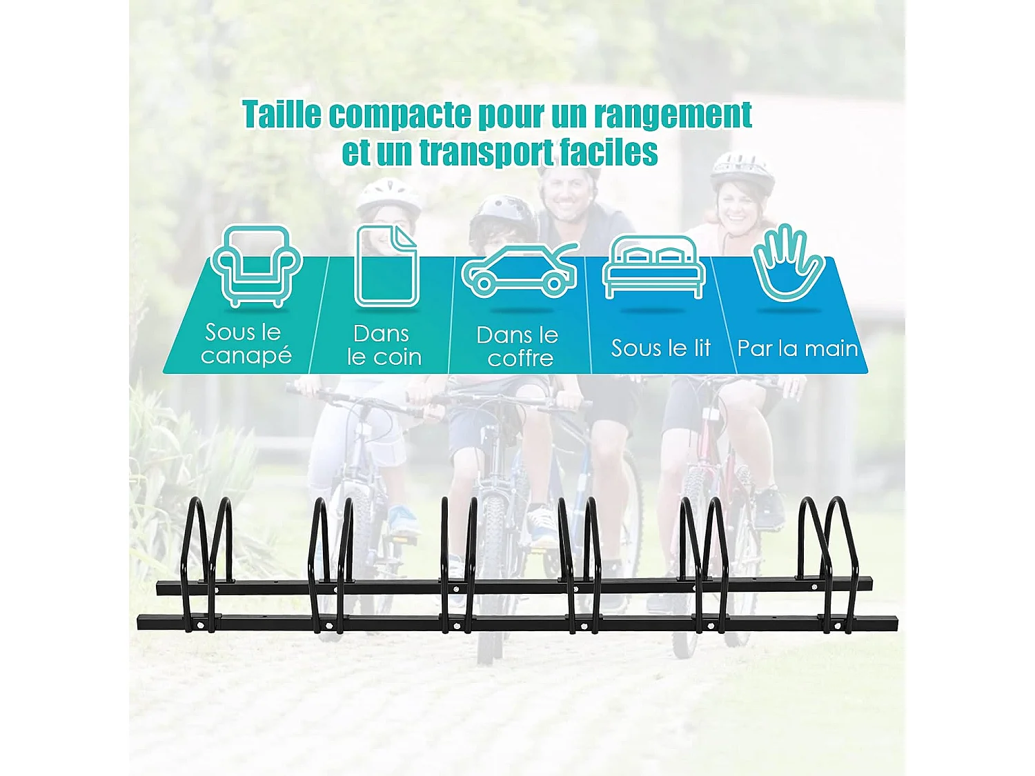 Rek voor 6 stalen fietsen, vloer- of wandmontage 180x32,5x26CM, gecoat stalen fietsenrek, weerbestendig anti-roest school zakelijk zwart