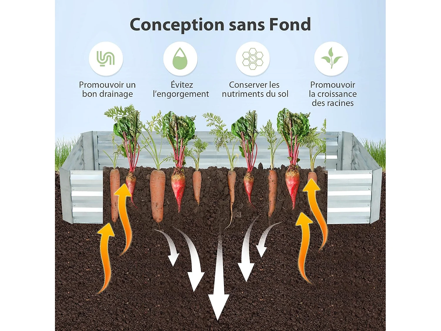 2 en 1 Lit Surélevé de Jardin avec Serre, 2 Fenêtres Enroulables à 2 Niveaux, Chaud et Aéré, Galvanisé, 180 x 90 x 91 cm