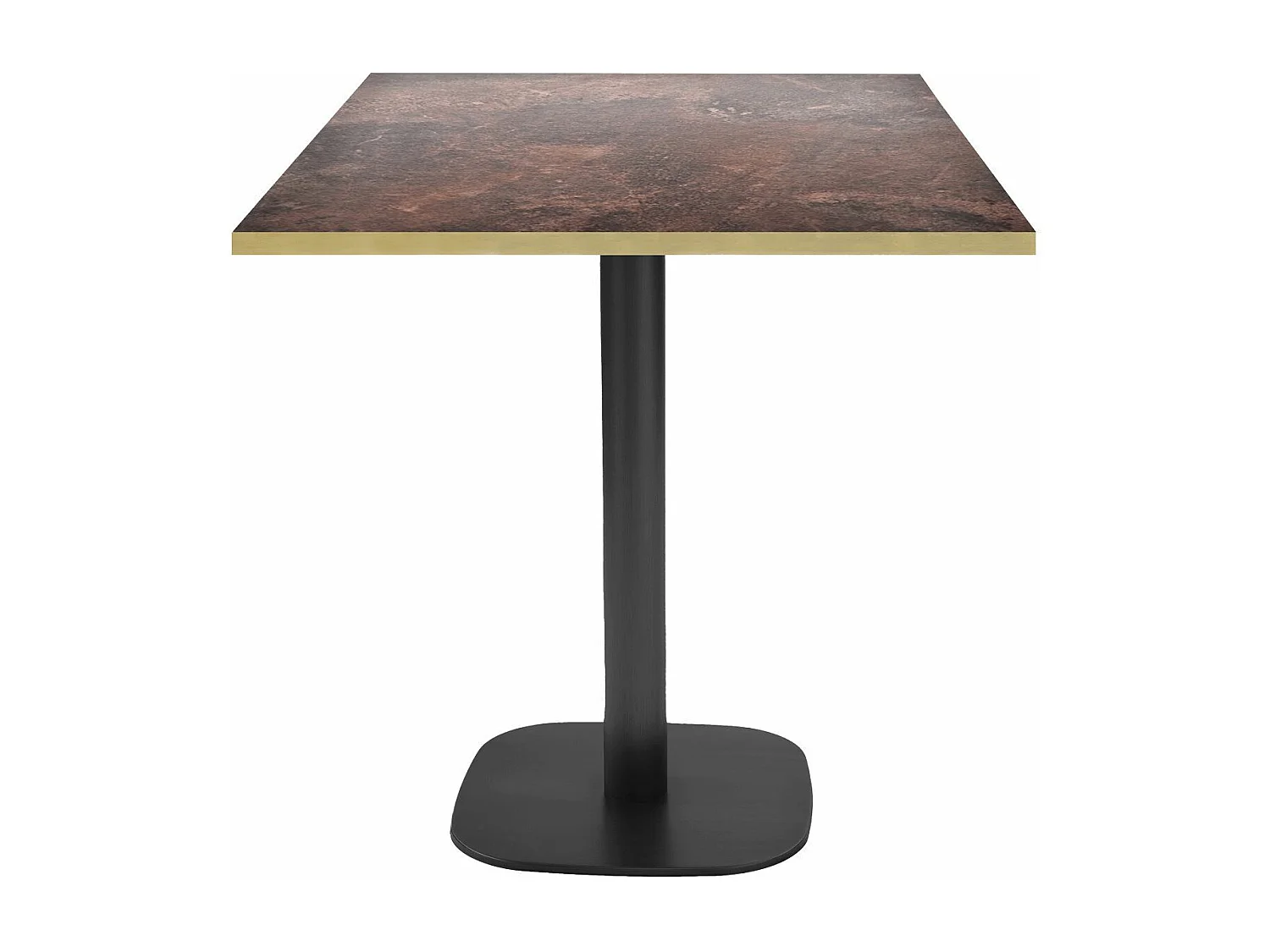 Table 70 x 70 cm - modèle Round rouille roc chants laiton