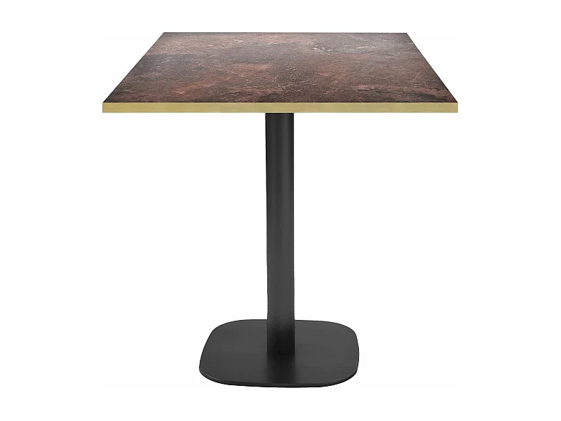 Table 70 x 70 cm - modèle Round rouille roc chants laiton