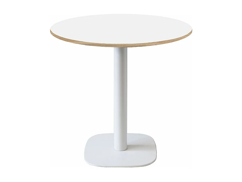 Table ronde Ø 70 cm - modèle Round pied blanc blanc chants bois