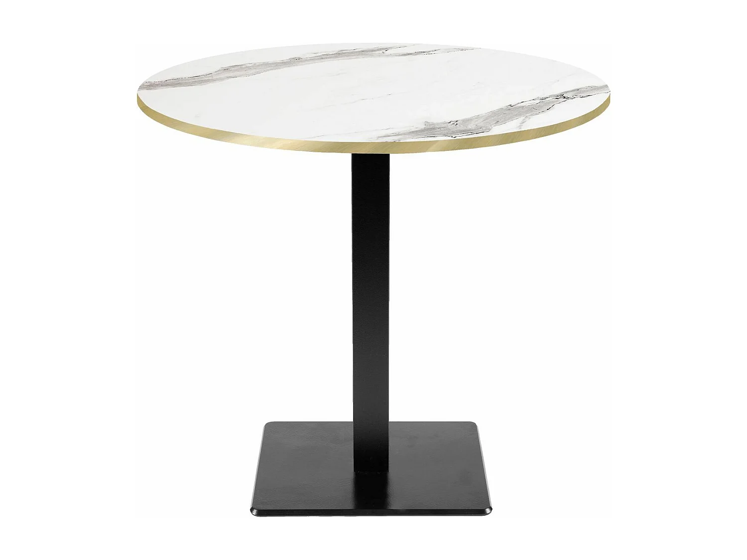 Table ronde Ø 70 cm - modèle Milan marbre blanc chants laiton