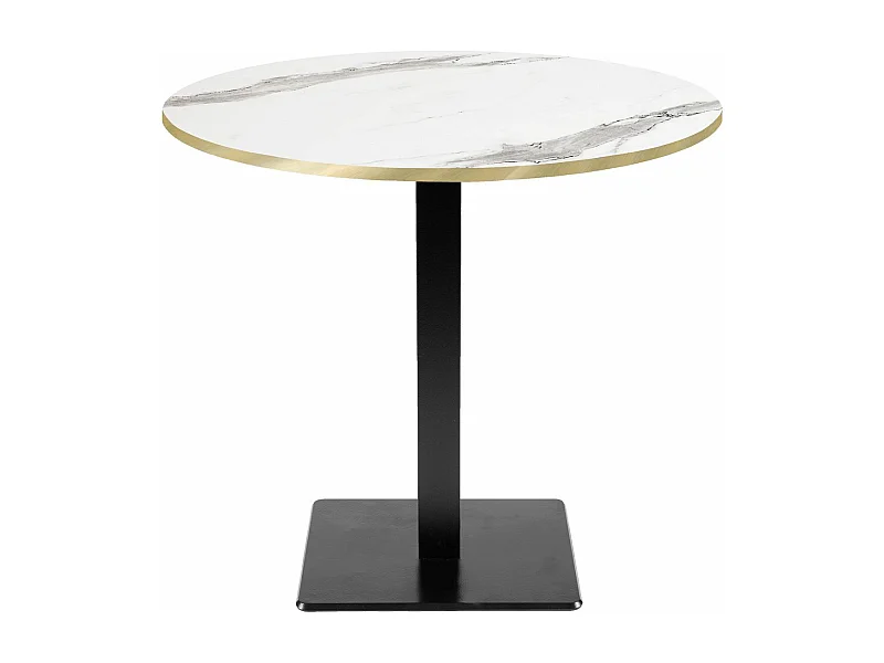 Table ronde Ø 70 cm - modèle Milan marbre blanc chants laiton